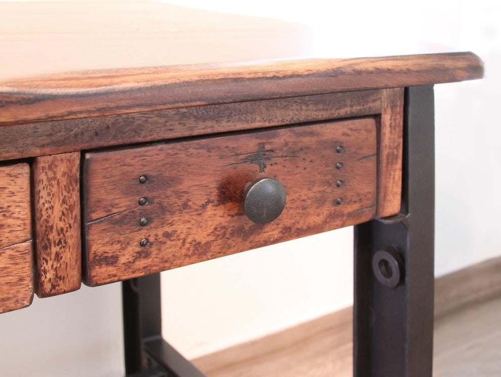 Granville Cast Iron Base and Solid Parota Wood Top 60" Desk