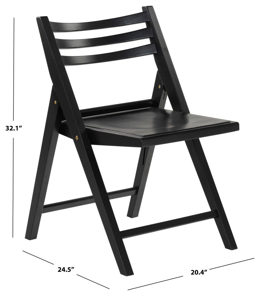 Safavieh Couture Jacie Wood Seat Folding Chair, Set of 2, Black