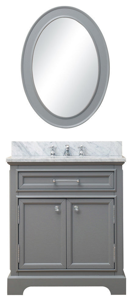 Derby Cashmere Bathroom Vanity, 30" Wide, One Mirror, No Faucet