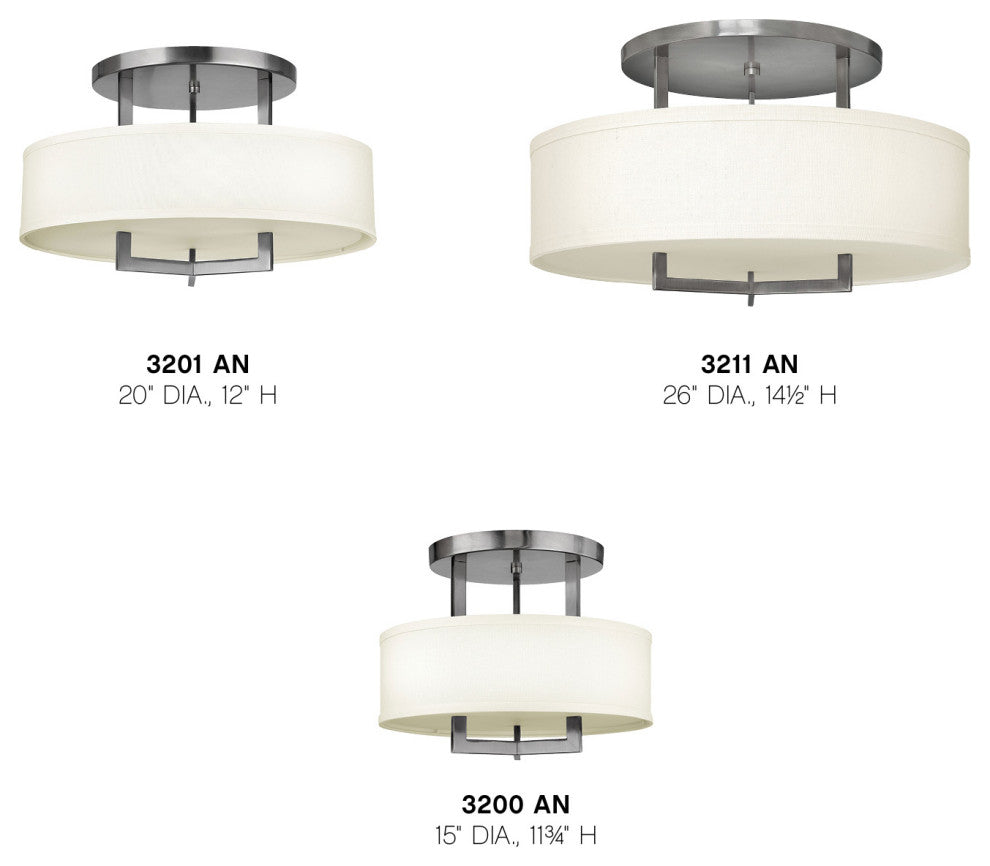 Hinkley Hampton Medium Semi-Flush Mount, Antique Nickel