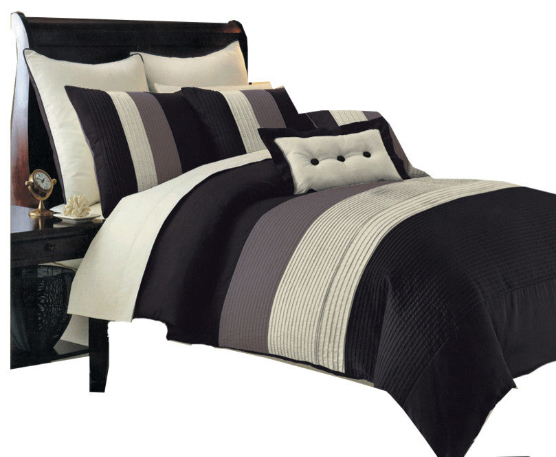 Hudson 100% Microfiber 8-Piece Bed Set, Black, Full