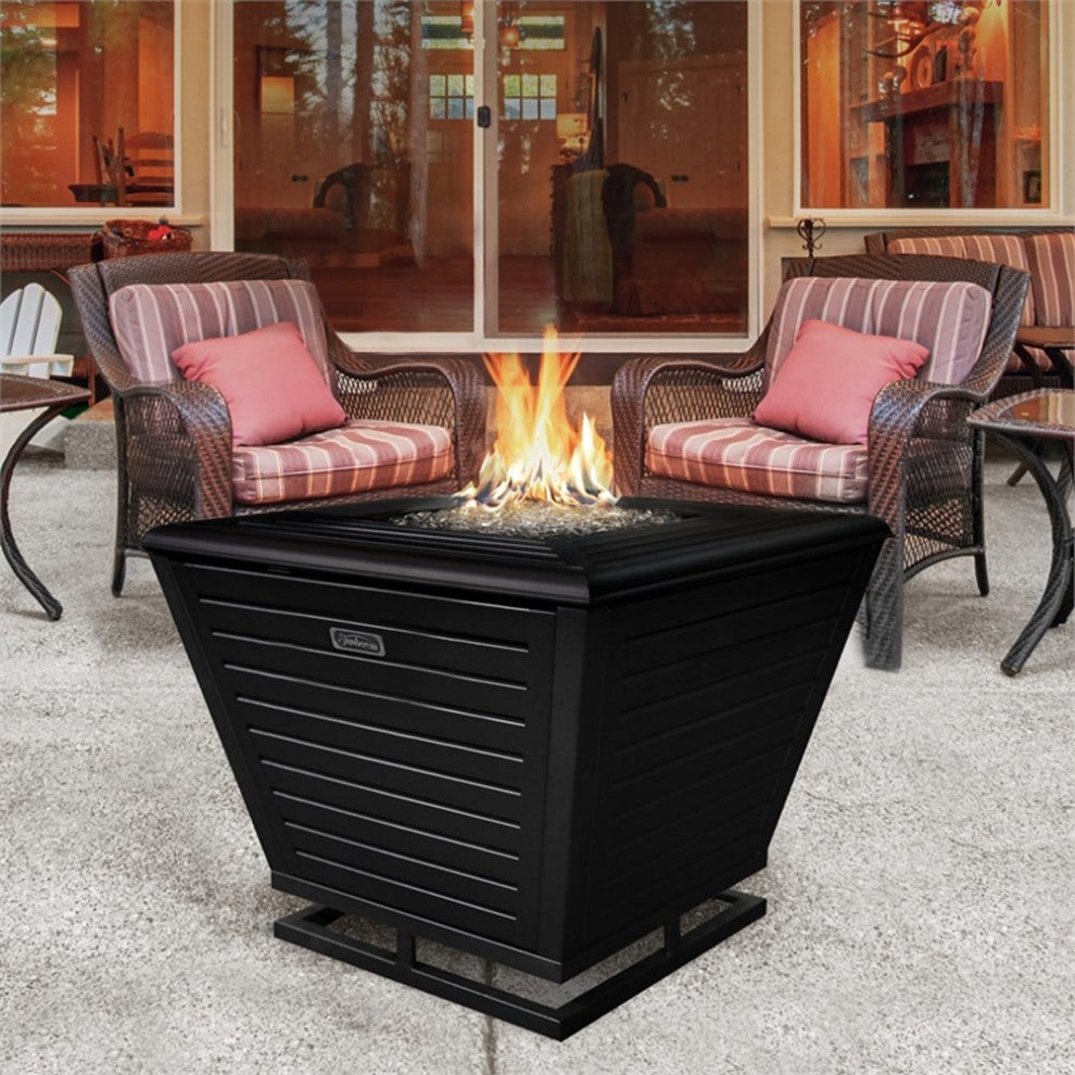Sunbeam Pyramid Modern Style Steel Metal Fire Pit in Black Finish