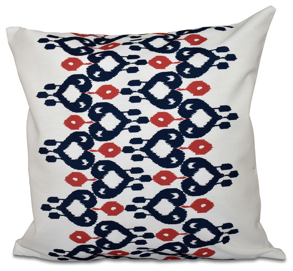 Boho Chic , Geometric Print Pillow, Navy Blue, 18"x18"