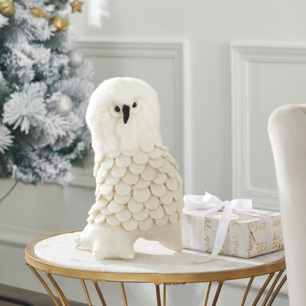 Snowy Owl Christmas Tree Topper in Hand Felted Wool