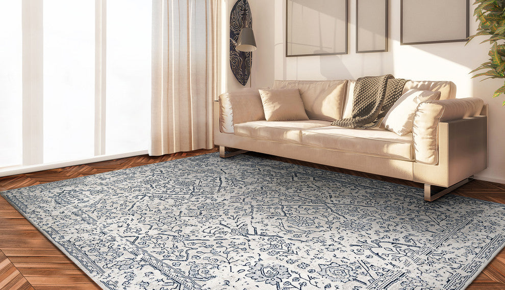 Couristan Marina Lillian Area Rug, Oyster-Slate Blue, 9'2"x12'9"