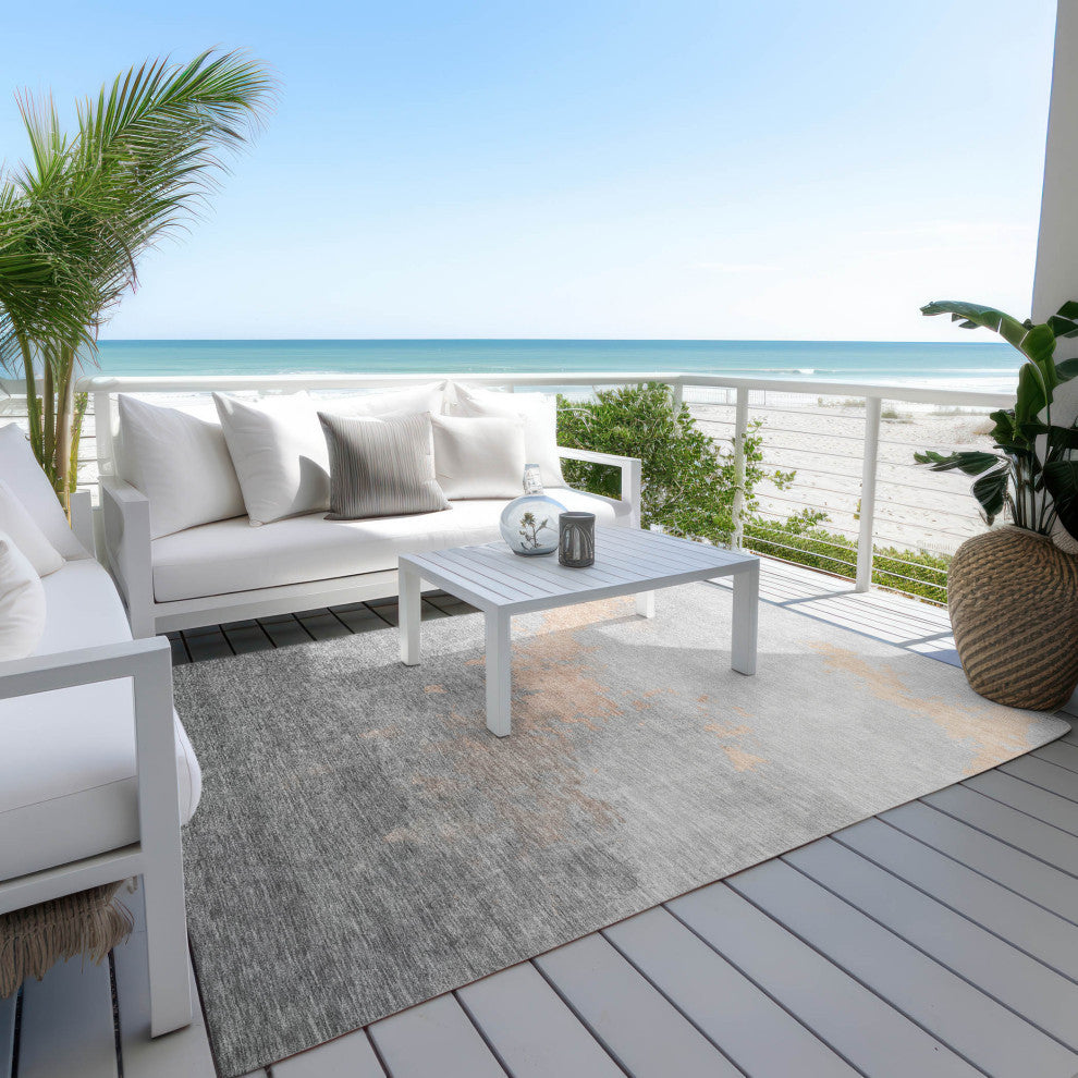 Machine Washable Indoor/Outdoor Chantille ACN1881 Peach 8' x 10' Rug