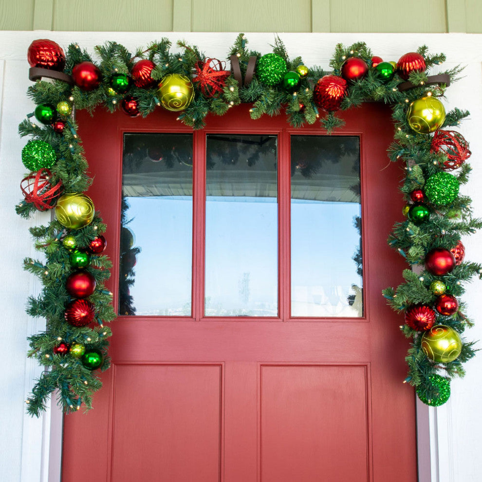 9' Artificial Christmas Garland with Lights, Festive Holiday