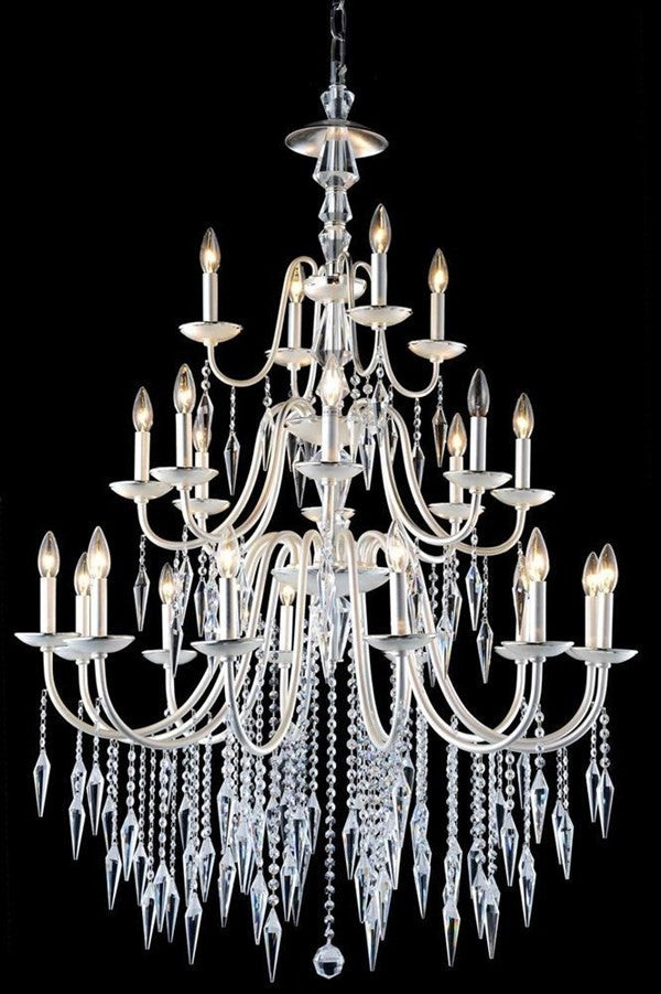 Elegant Gracieux Fixture, Polished Silver Finish With Elegant Cut Crystal