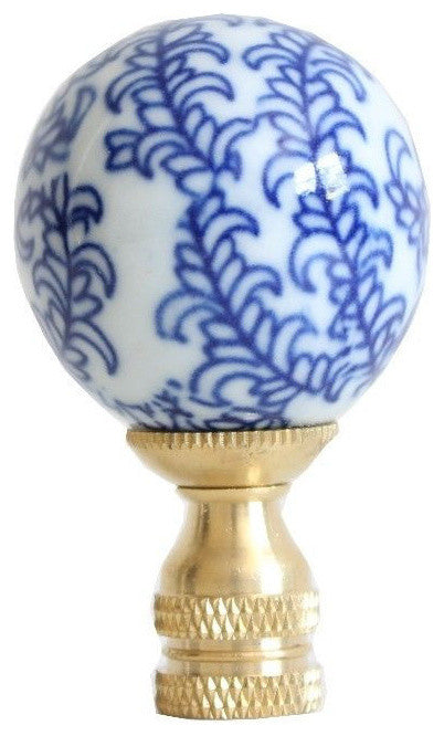 Blue and White Floral Motif Porcelain Ball Finial