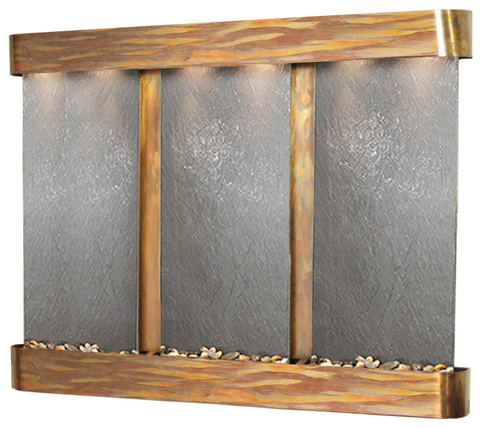 Deep Creek Falls Fountain, Black Featherstone, Rustic Copper, Round