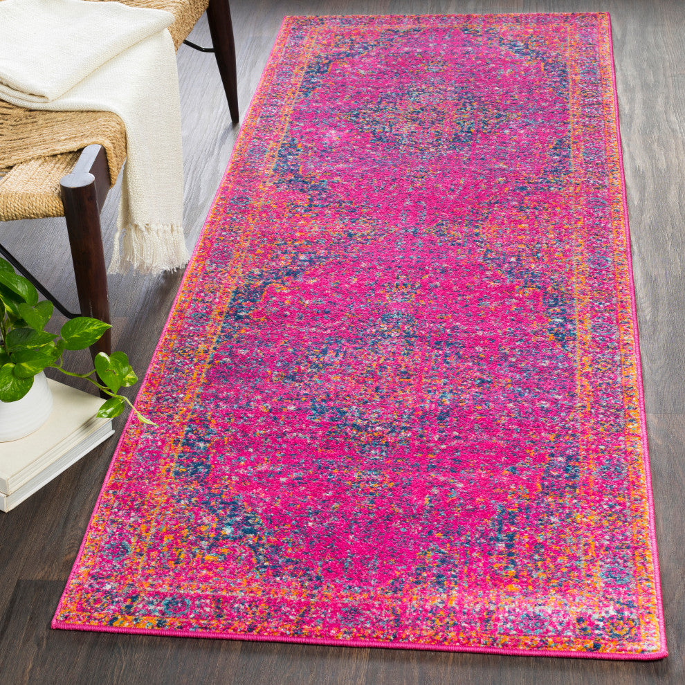 Harput Traditional Garnet, Burnt Orange Area Rug, 2'7"x7'3"