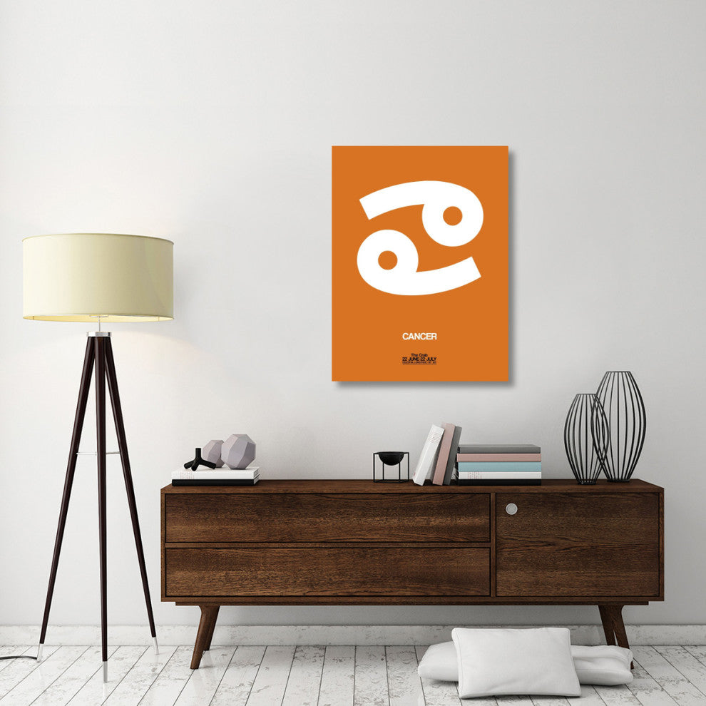 "Cancer Zodiac Sign White on Orange" Fine Art Print
