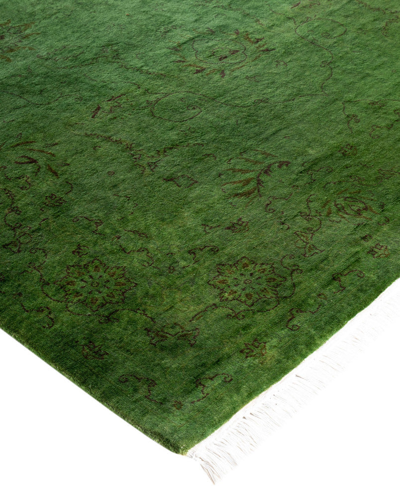 Overdyed One-of-a-Kind Hand-Knotted Area Rug Green, 4' 3" x 6' 4"