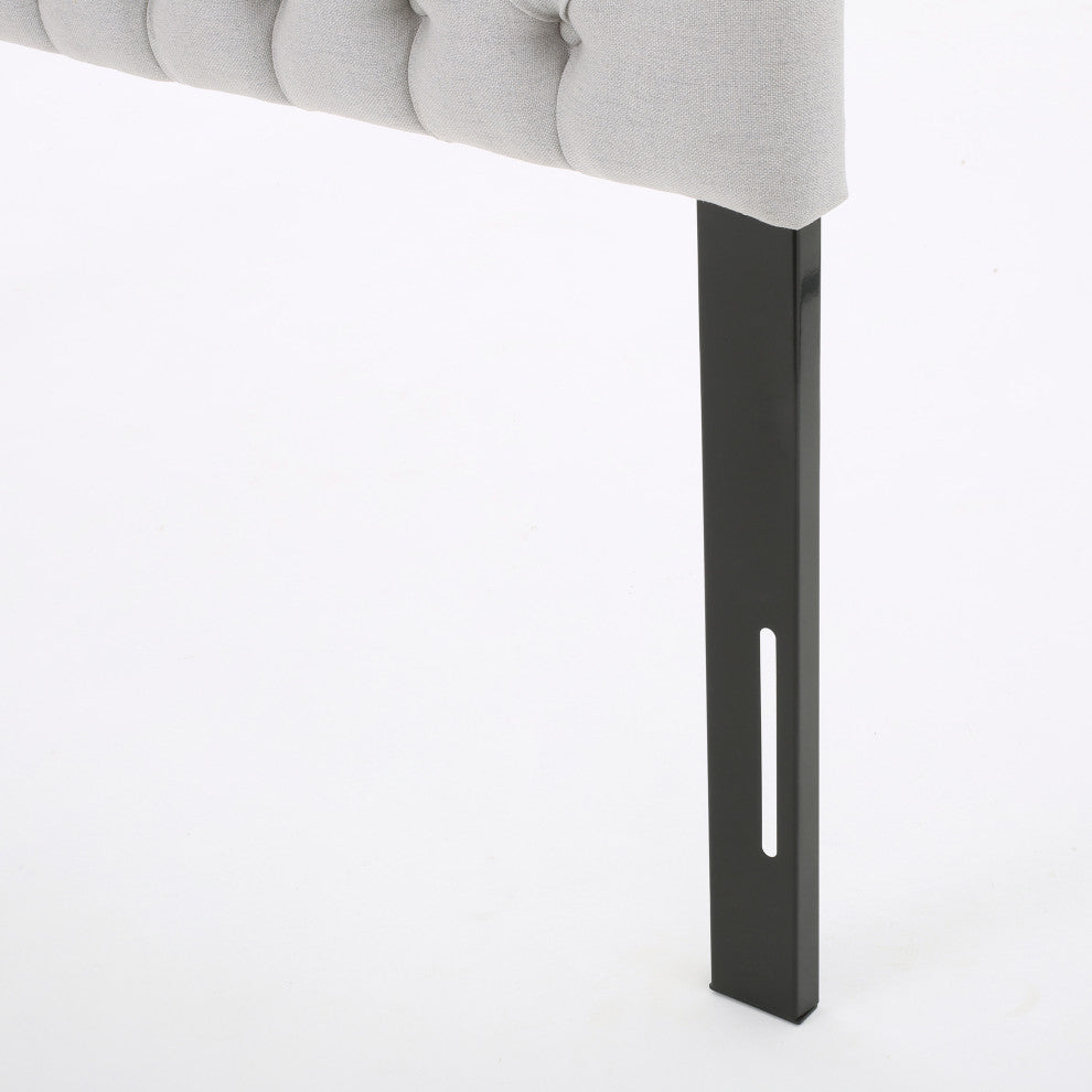 GDF Studio Annecy Diamond Tufted Fabric Queen/ Full Headboard, Light Gray