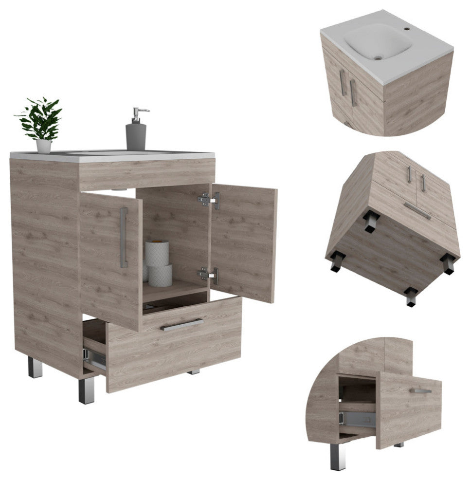Otello Single Bathroom Vanity, Light Gray