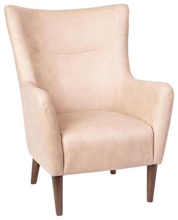Connor Traditional Wingback Accent Chair, Light Brown