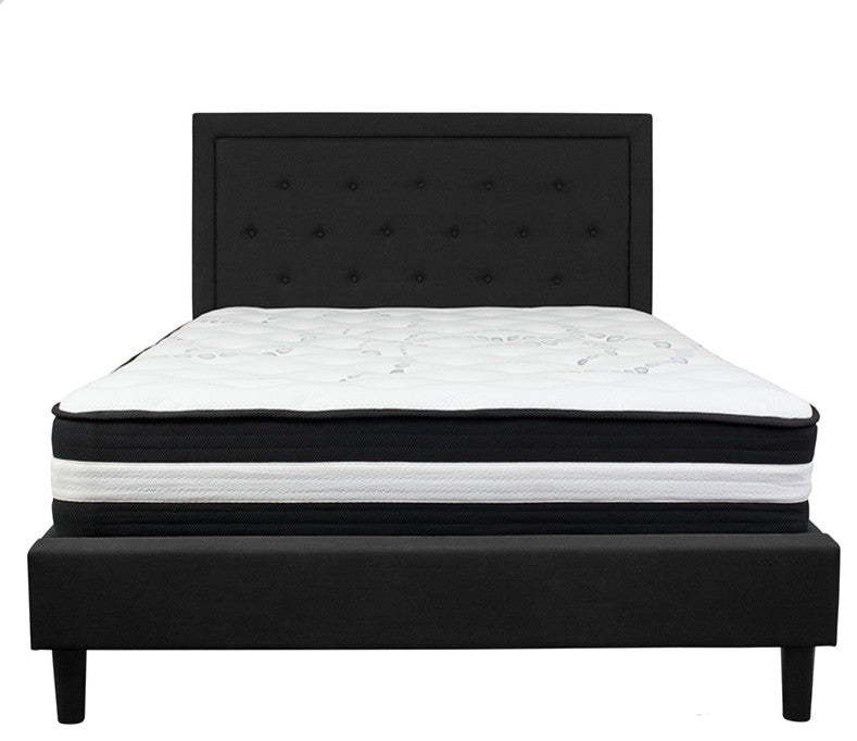 Roxbury Queen Size Tufted Upholstered Platform Bed With Pocket Spring Mattress