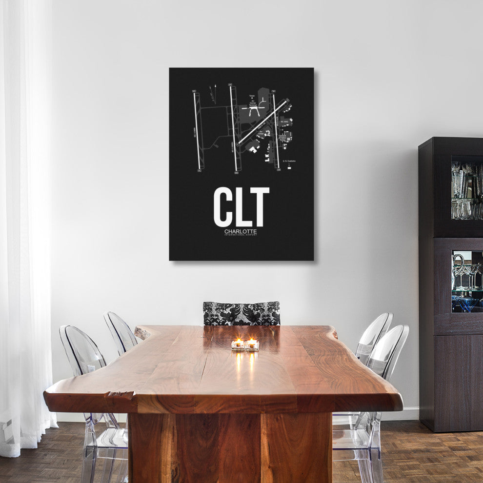 "CLT Charlotte Airport Black" Fine Art Print