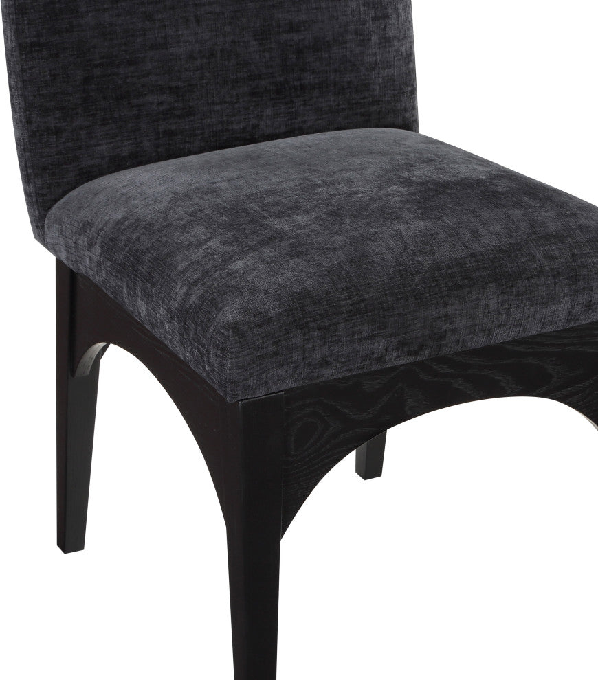 Waldorf Chenille Upholstered Dining Chair, Black, Chenille, Natural Finish, Black, Side Chair, Chenille Fabric, Black Finish