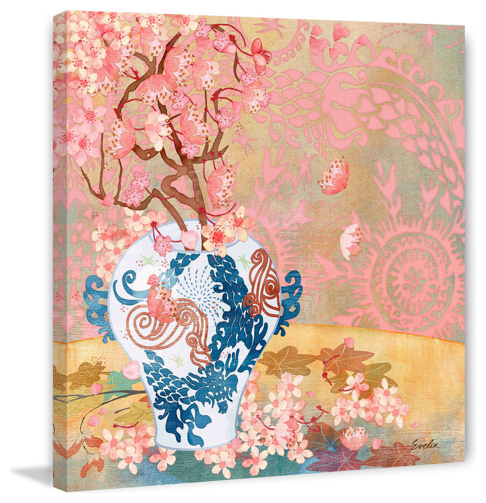 "Chinese Blue Vase I" Painting Print on Canvas by Evelia