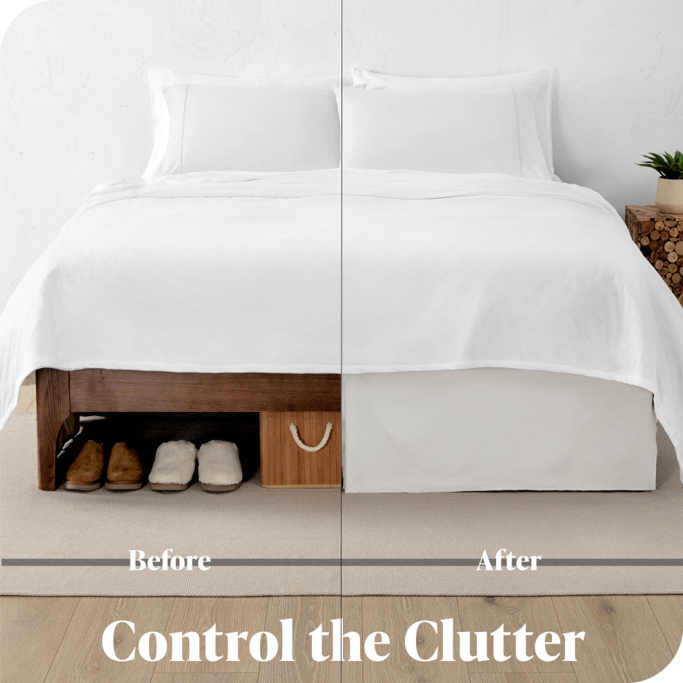 Bare Home Microfiber Bed Skirt , 15" Drop Length, Ivory, Twin Xl