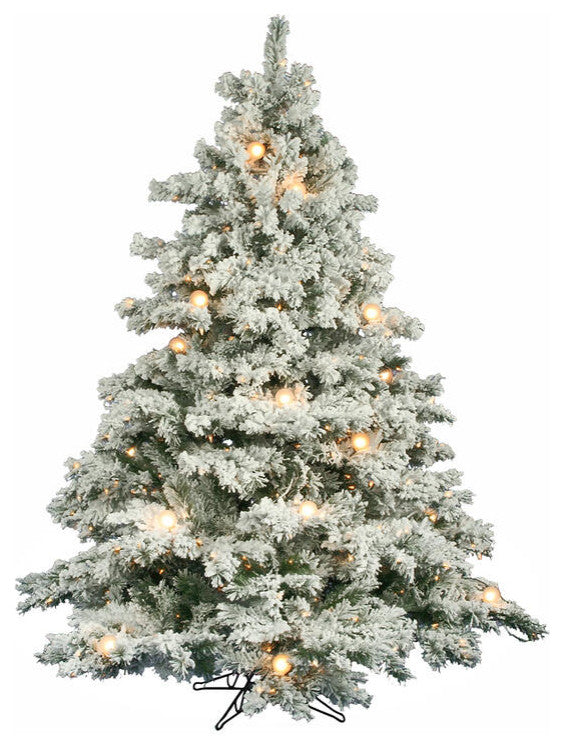 Vickerman A806369 Flocked Alaskan Pine Artificial Christmas Tree Clear Lights