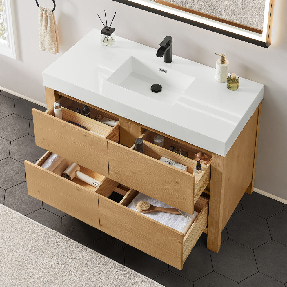 Cascadia Bathroom Vanity, Weathered Fir, 48", No Mirror