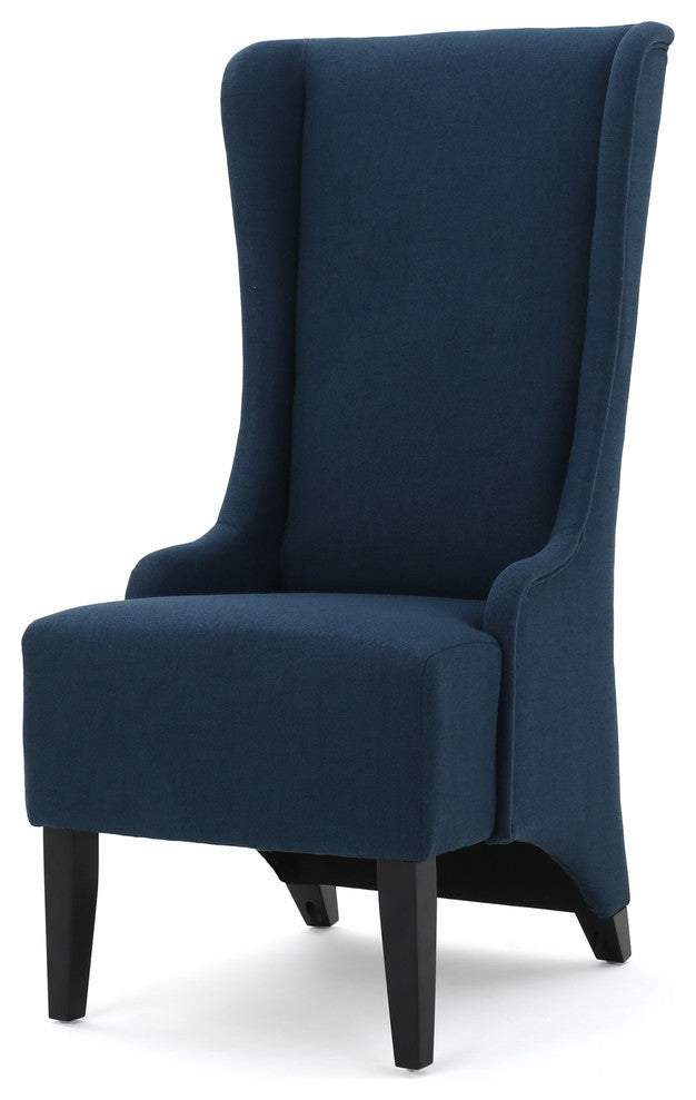 GDF Studio Sheldon Traditional Design High Back Fabric Dining Chair, Dark Blue