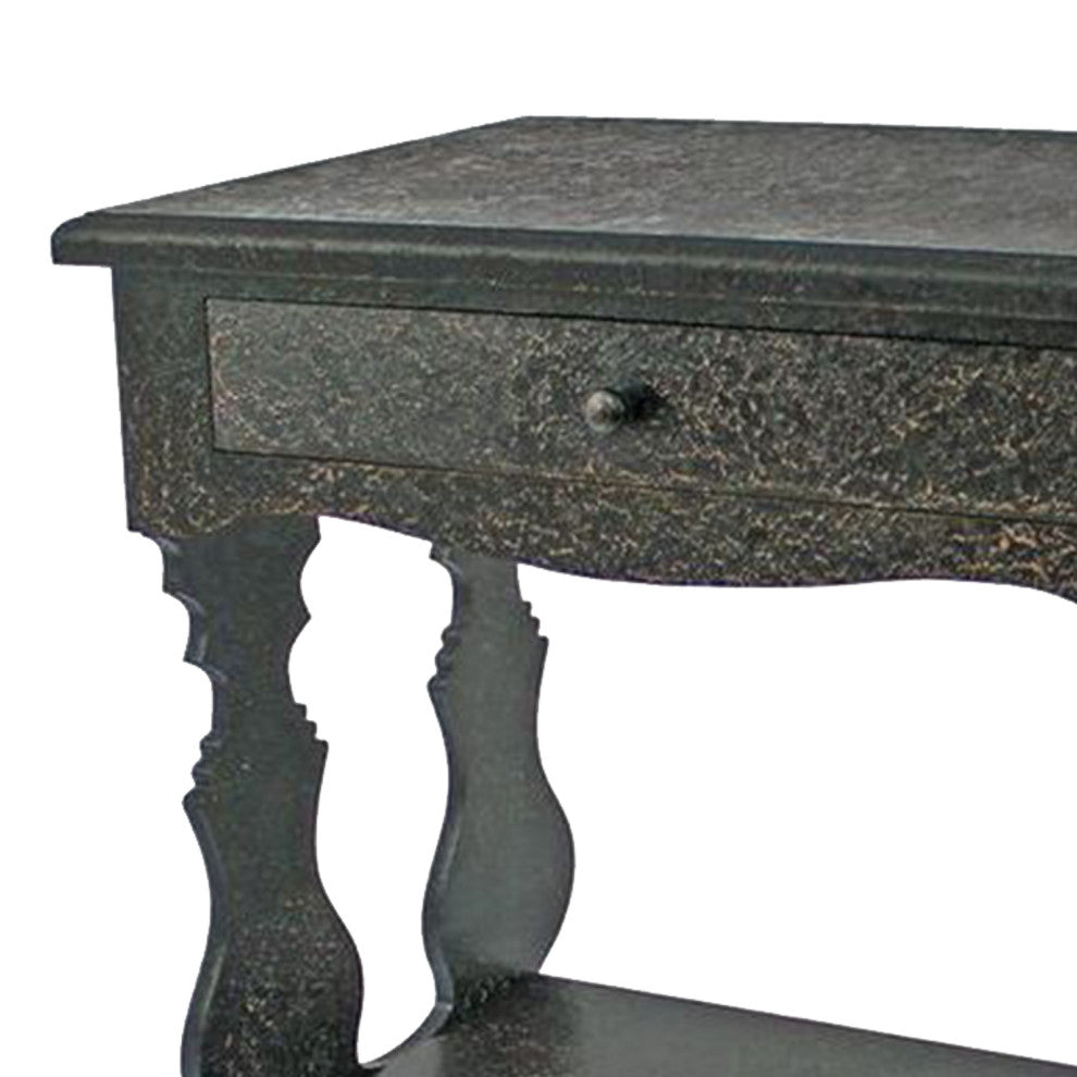 HomeRoots 14" x 28" x 29" Black, 1 Drawer, Vintage, Wooden - Accent Table