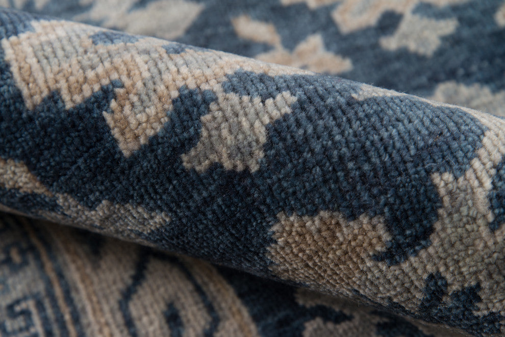 Momeni Banaras Hand Knotted Wool Rug, Blue, 9'6"x13'6"