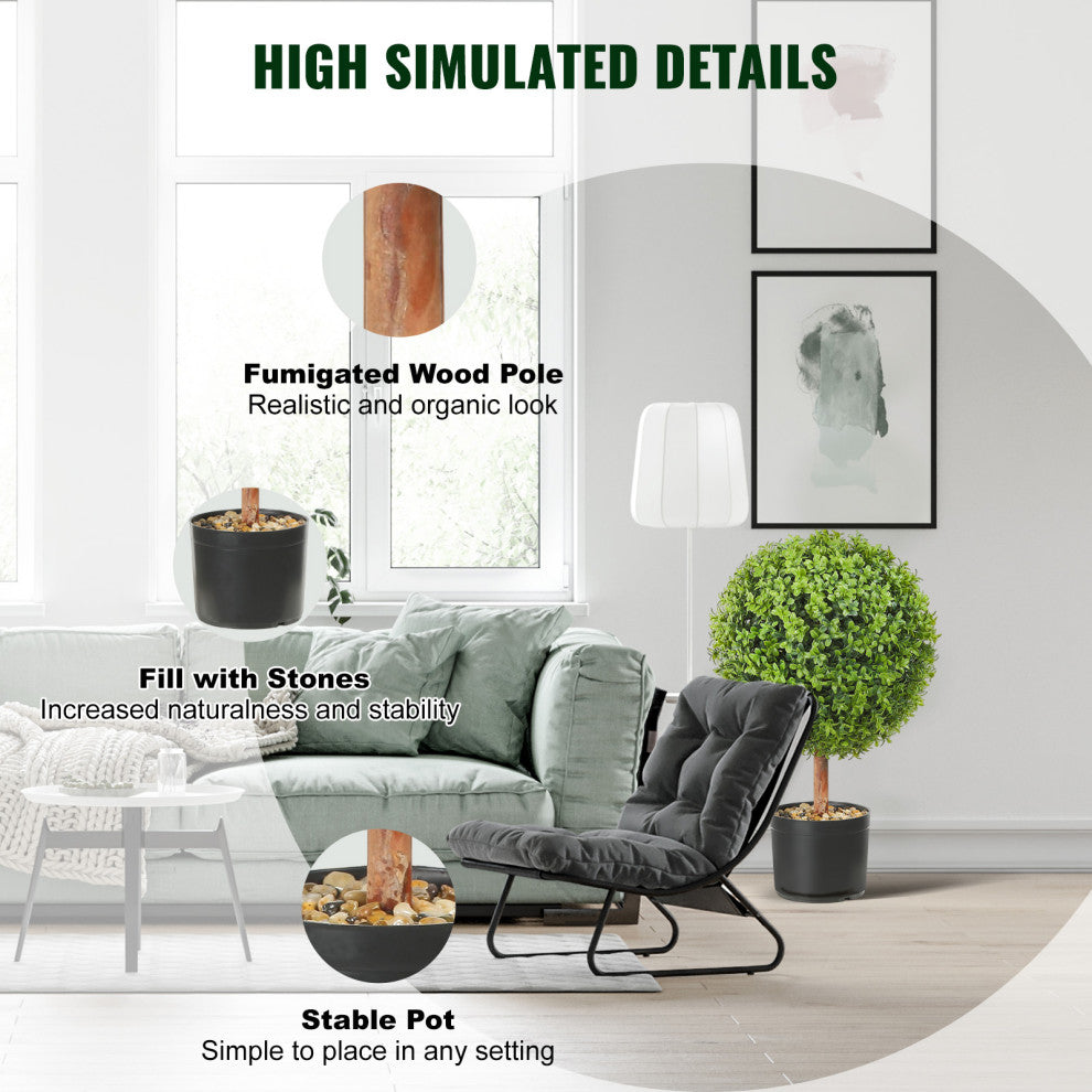 VEVOR 2' Artificial Topiary Tree Faux Plant w/ Replaceable Leaves Home Decor