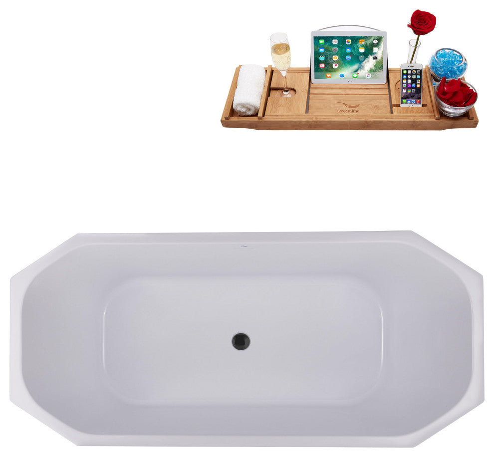63" Streamline N634BGM Freestanding Tub and Tray With Internal Drain