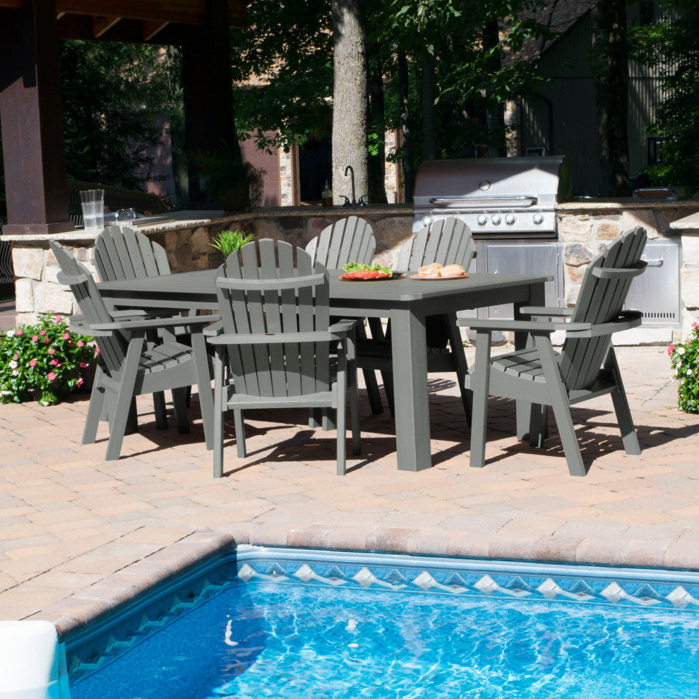 Muskoka 7-Piece 42x72 Bistro Dining Set, Weathered Acorn, Coastal Teak