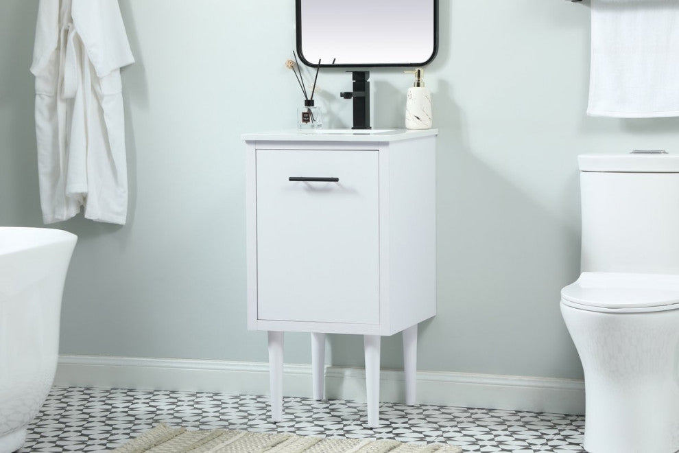 Home Living 19" Midcentury Modern White-Light Bathroom Vanity