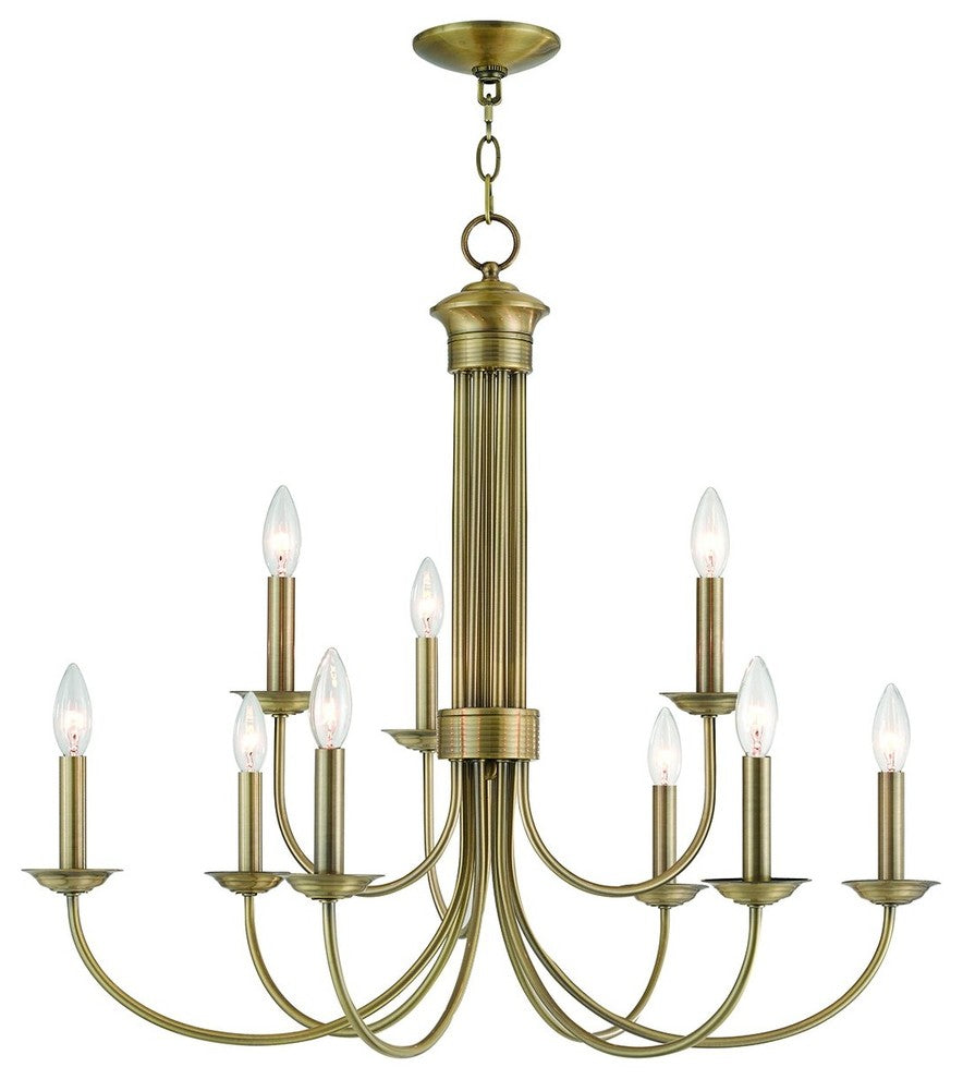 Livex Lighting Estate Light Chandelier, Antique Brass