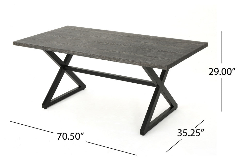 GDF Studio 3-Piece Rosarito Outdoor Aluminum Picnic Set With Black Steel Frame