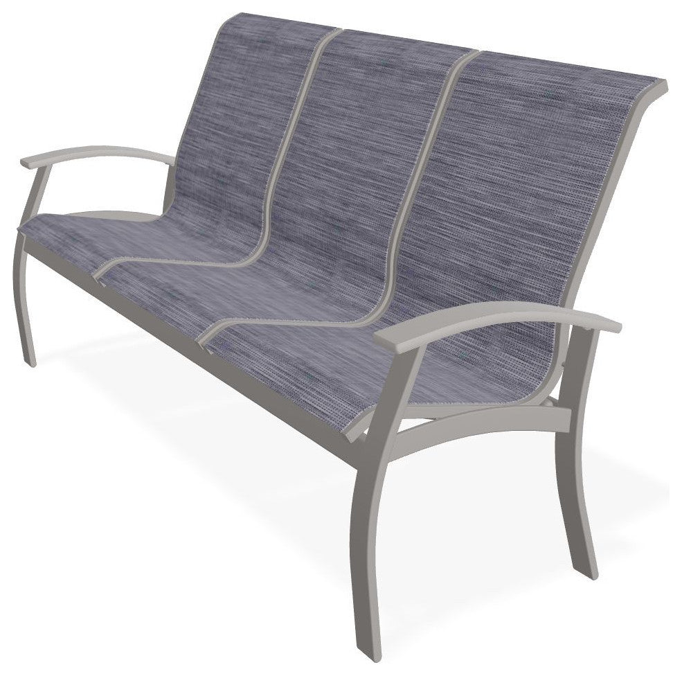 Belle Isle Sling 3-Seat Outdoor Sofa, Brooks/Warm Gray