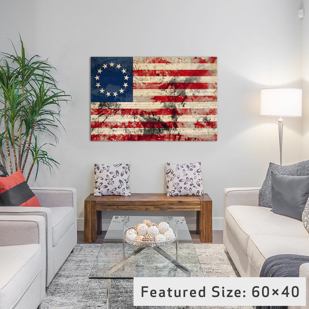 "USA "Betsy Ross" Flag with Constitution Background I" by iCanvas, 40x26x1.5"
