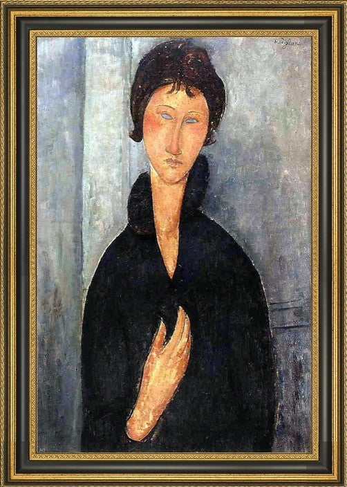Amedeo Modigliani Woman with Blue Eyes - 16" x 24" Framed Premium Canvas Print