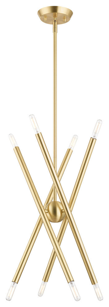 Soho Eight Light Chandelier, Satin Brass