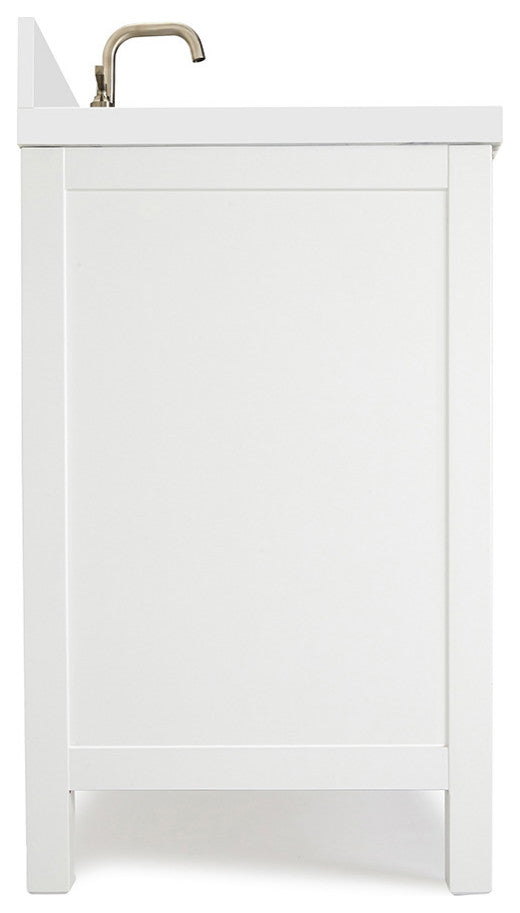 ARIEL Cambridge 37" Left Offset Rectangle Sink White Bathroom Vanity Quartz Top