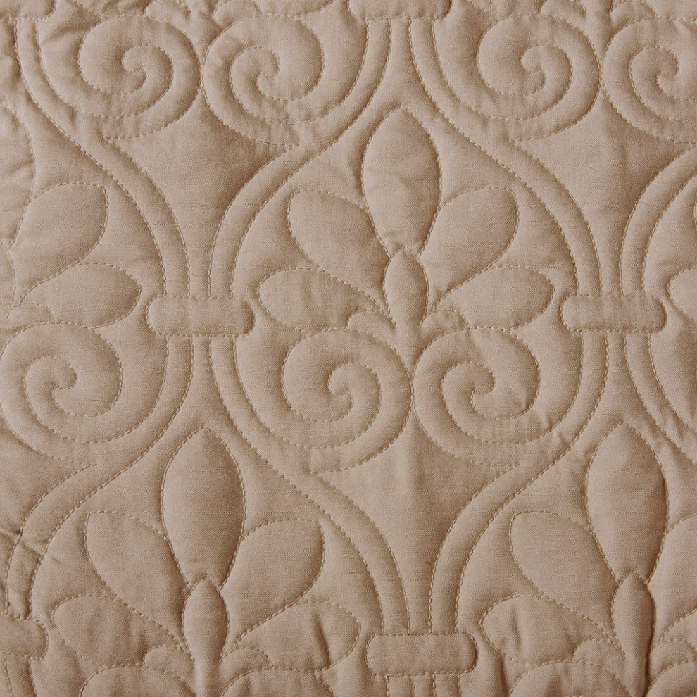 Madison Park Quebec 3 Piece Fitted Bedspread Set, Khaki