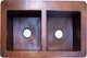 Terra Same-Size Farmhouse Double Well Hammered Kitchen Copper Sink