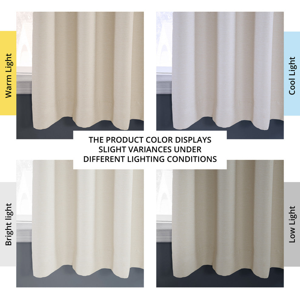 Oat Cream Bellino Grommet Blackout Room Darkening Curtain Single Panel, 50"x63"