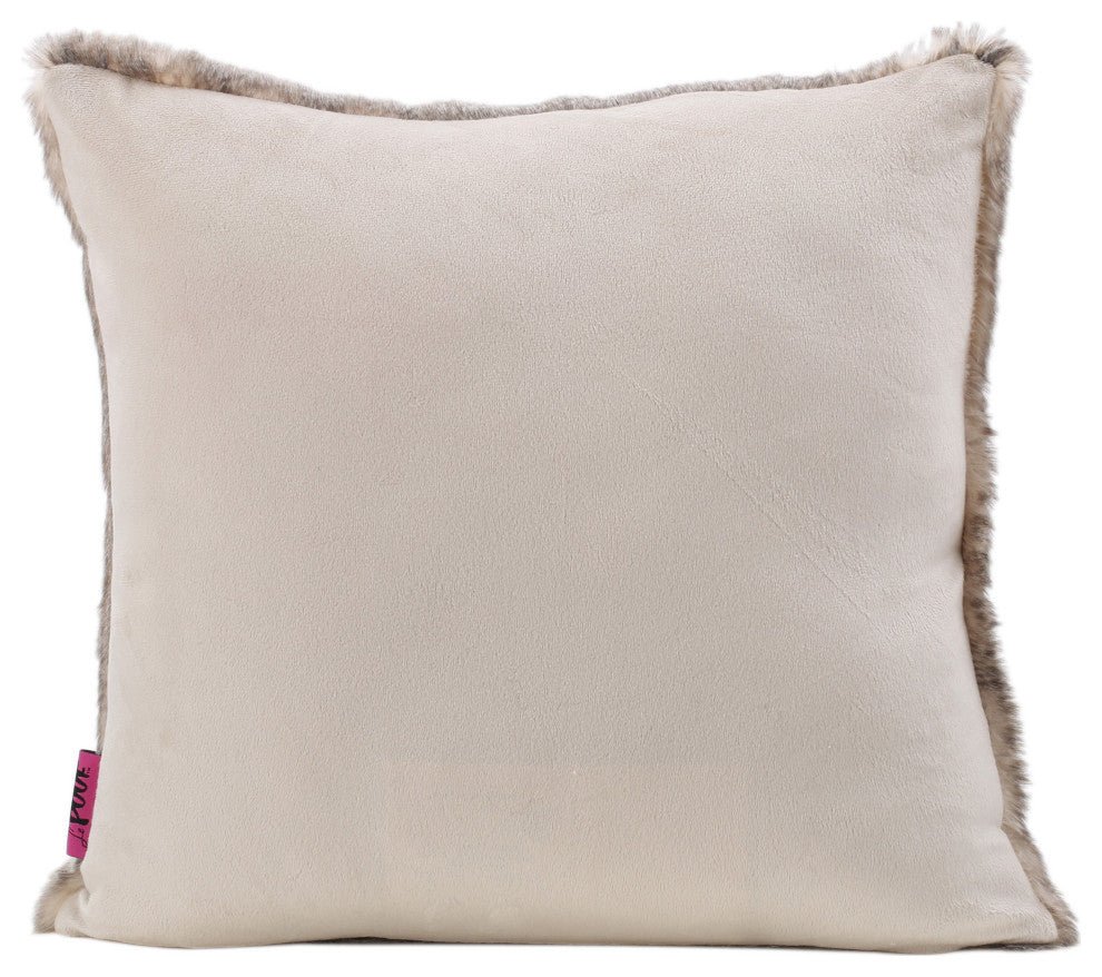 GDF Studio Elise Modern Glam Faux Fur Throw Pillow, Light Brown, 1