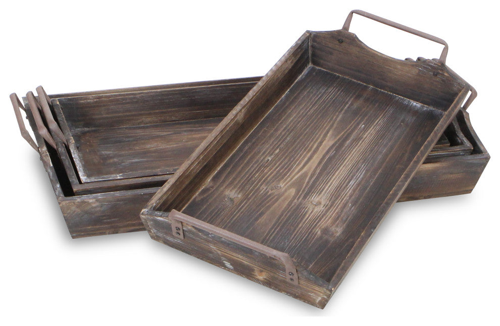 Weathered Wooden Trays, Set of 4
