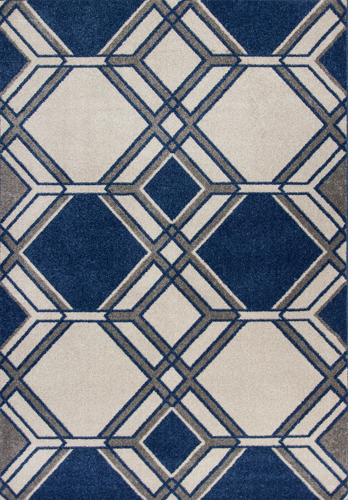 Lucia Ivory/Denim Grant Rug, 5'3"x7'7"