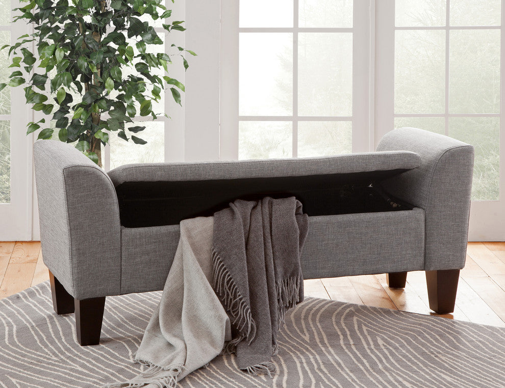 Claire Upholstered Flip Top Storage Bench by Grafton Home, Oscar Sterling Light Grey