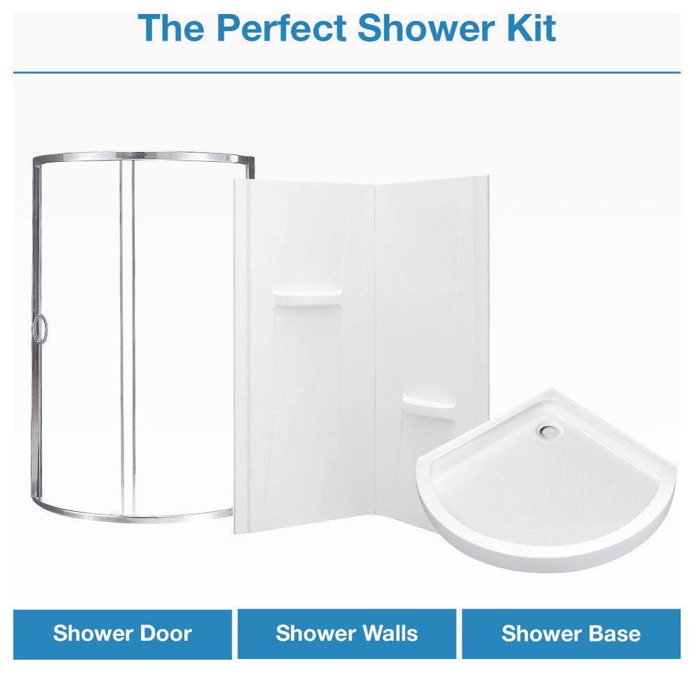 OVE Decors Breeze 38 in. Shower Kit w/ Walls,Base,Clear and Chrome Finish