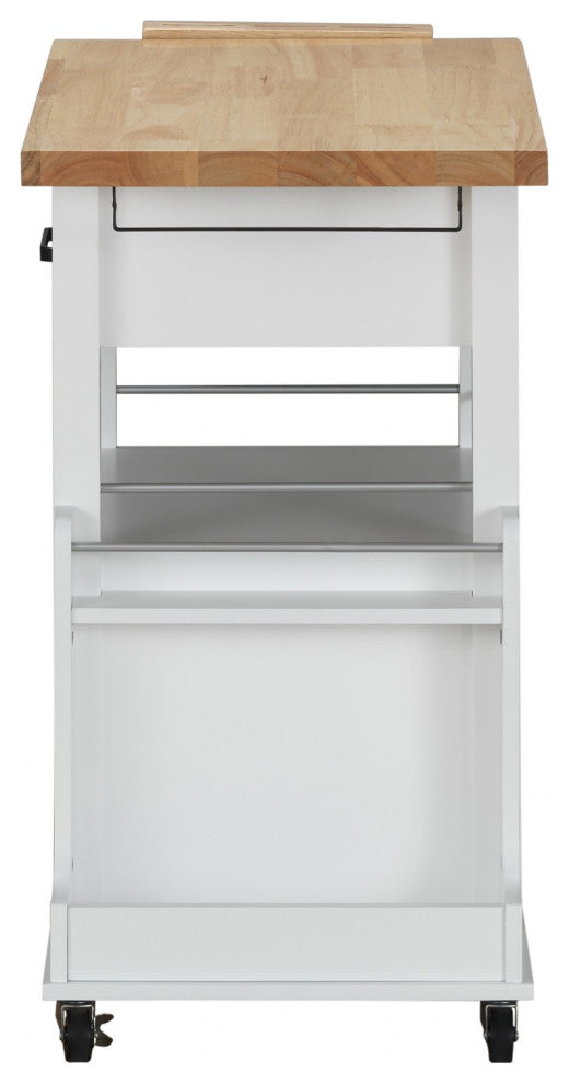 HomeRoots 19" X 35" X 35" Natural White Wood Casters Kitchen Cart